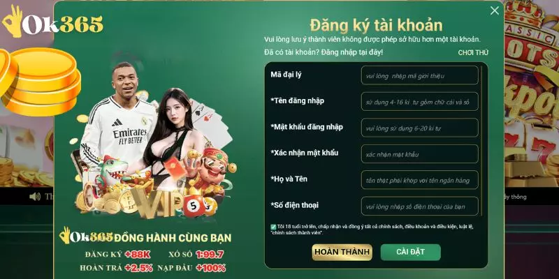 Các bước đăng ký OK365 chi tiết