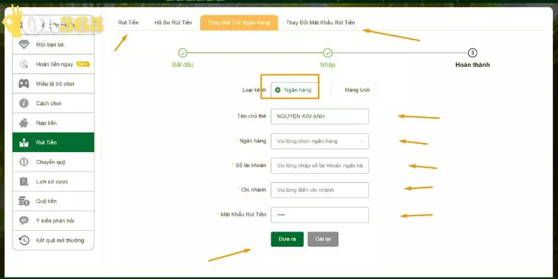 Rút tiền thông qua ngân hàng