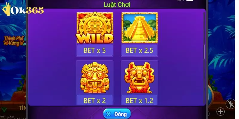 Tỷ lệ thưởng tại game Thành Phố Vàng Maya 5